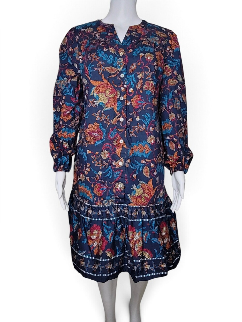 Rachel Zoe Navy Floral Print Shift Dress Large